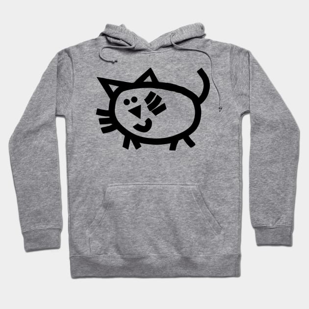 Cute Kitty Cat in Black Hoodie by ellenhenryart